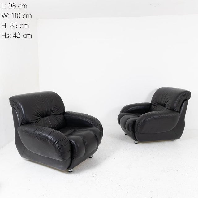 Leather Armchairs, 1970s, Set of 2 For Sale - Image 6 of 7
