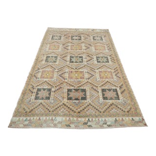 Mid 20th Century Denizli Natural Colored Kilim Rug For Sale