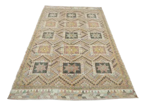 Mid 20th Century Denizli Natural Colored Kilim Rug