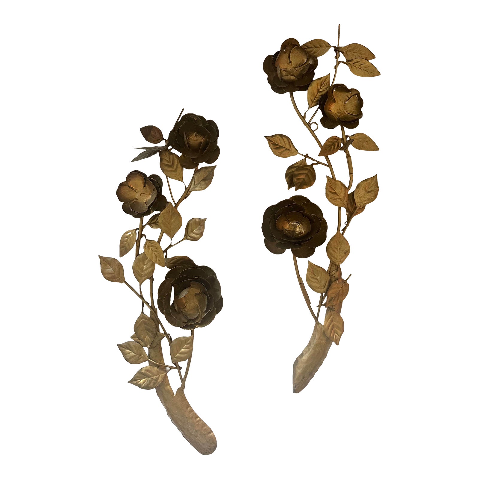 Vintage 1970s Gold Rose Wall Decor a Pair Chairish