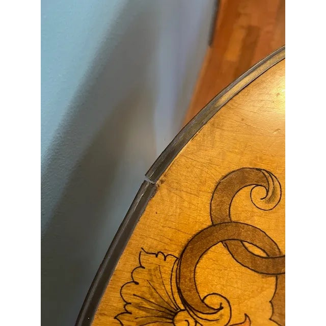 Vintage Italian Marquetry Two-Tier Side Table With Drawer & Bronze Mounts For Sale - Image 11 of 14