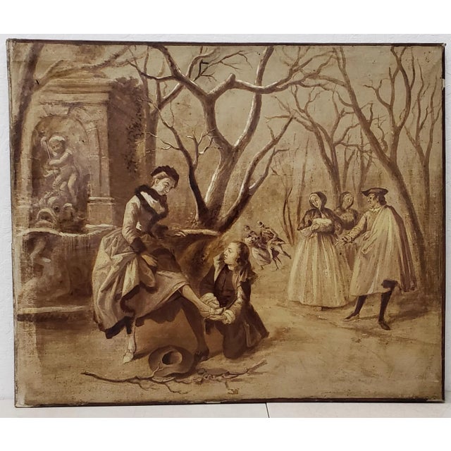 The American School Late 19th Century "Ice Skating" Original European Oil Paintings C.1890s - a Pair For Sale - Image 3 of 10