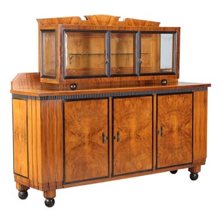 Art Deco Credenza in Walnut and Walnut Burl For Sale