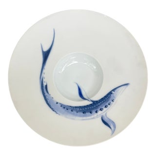 Hering Berlin Porcelain Ocean Wide Rim Bowl W/ Hand Painted Sturgeon Motif For Sale