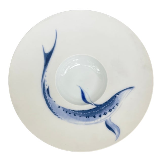 Hering Berlin Porcelain Ocean Wide Rim Bowl W/ Hand Painted Sturgeon Motif For Sale