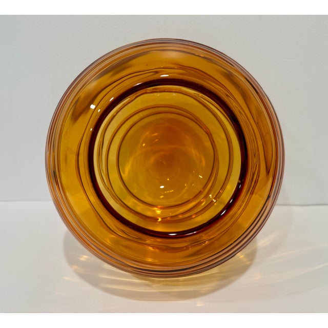 Beautiful 1970s amber/honey colored bee hive art glass vase bowl attributed to Fulvio Bianconi for Venini, Italy. Acquired...