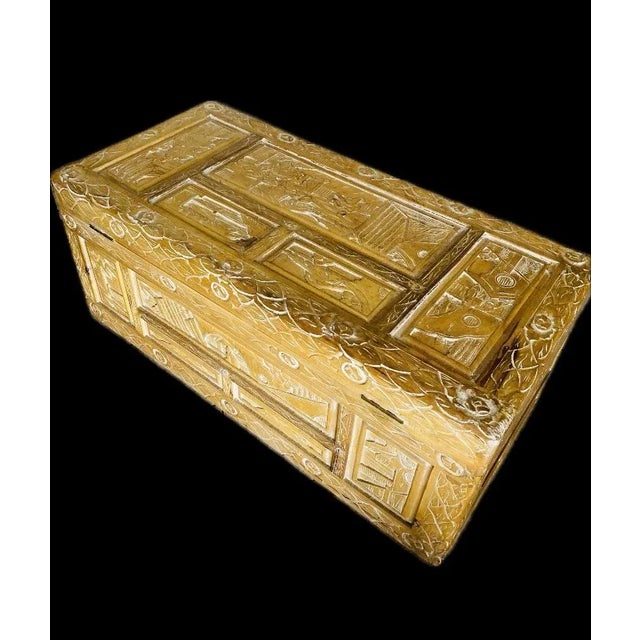 Early 20th Century Yellow Chinese Carved Camphor Wood Chest For Sale - Image 4 of 9