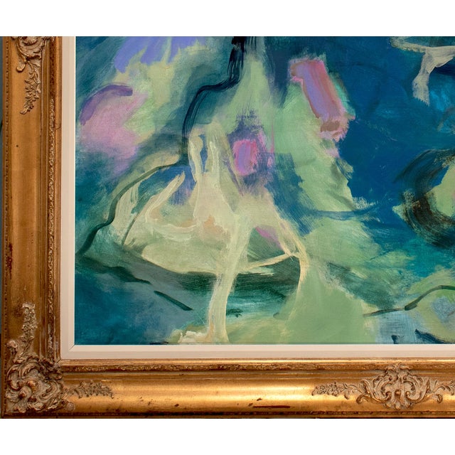 2020s Oversized Abstract Oil Painting in Vintage Gold Frame For Sale - Image 5 of 5