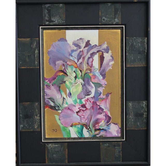 Juris Jurjans, Purple Irises, 1998, Oil on Canvas For Sale - Image 10 of 10