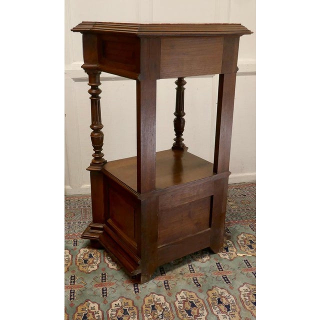Brown Tall French Side Cabinet in Walnut, 1880 For Sale - Image 8 of 9