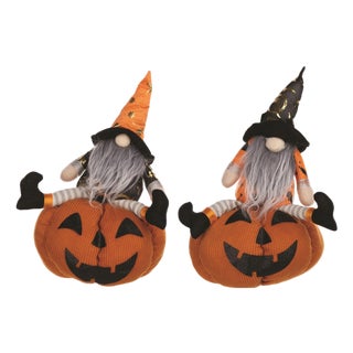 Plush Halloween Gnome with Jack O Lantern (Set of 2) For Sale