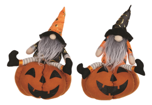 Plush Halloween Gnome with Jack O Lantern (Set of 2)