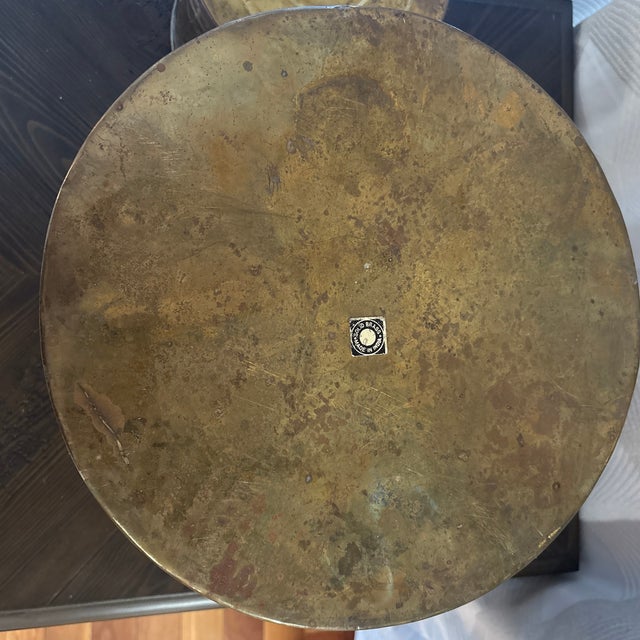 1980s 1980s Vintage Graduated Brass Planters With Diamond Pattern – Pair For Sale - Image 5 of 5