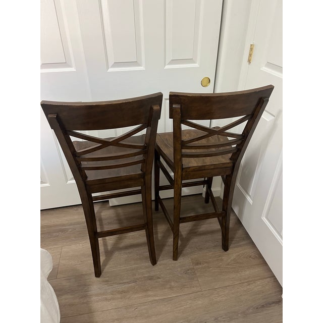Ethan Allen Blake Wood Counter Stools Set of 2 For Sale In Phoenix - Image 6 of 12