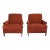 Vintage Pair of Red Chenille Club Chairs For Sale