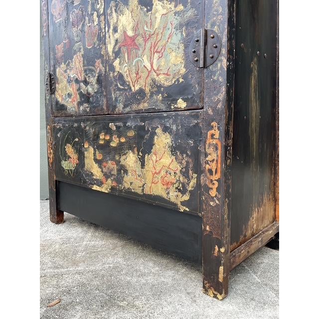 Vintage Asian Hand Painted Wedding Cabinet For Sale - Image 12 of 14