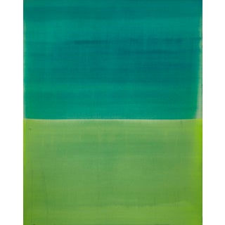 "Cyan Lime" Large Abstract Acryic Painting by Simon Findlay For Sale