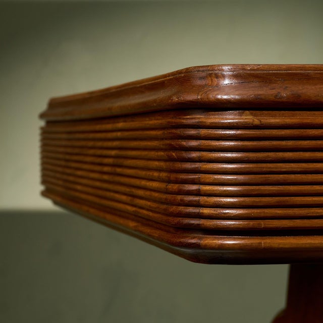 Wood Desk in Chestnut with Grissinato Carvings by Osvaldo Borsani, Italy For Sale - Image 7 of 9