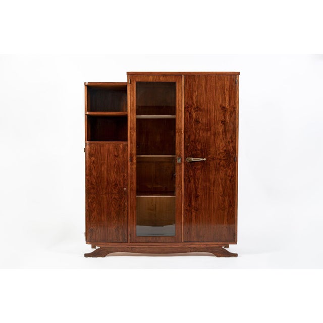 Art Deco Antique French Art Deco Rosewood Vitrine Display Cabinet or Bookcase, 1940s For Sale - Image 3 of 17