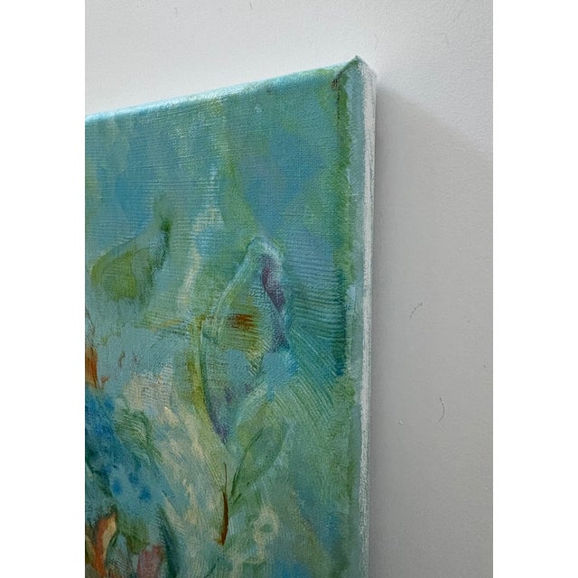 Teal “Blue Note” Oil on Linen by Nancy M. Vignola - For Sale - Image 8 of 9