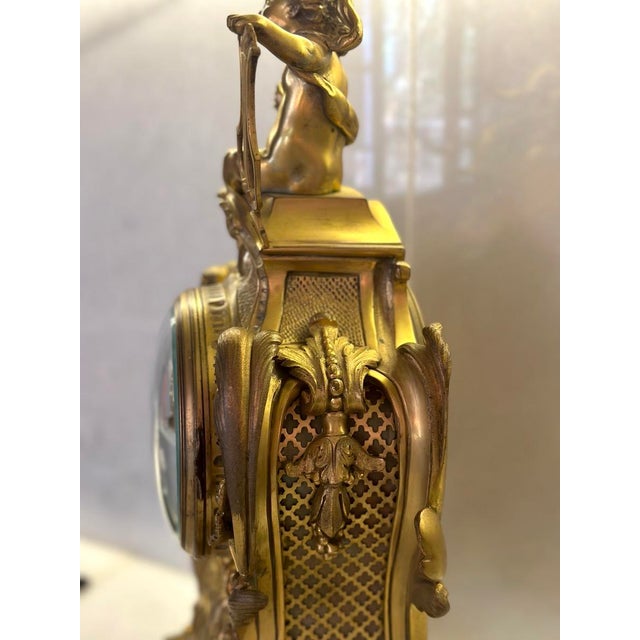 19th C French Louis XVI Gold Bronze Mantel Clock - 1 Pc For Sale - Image 6 of 18