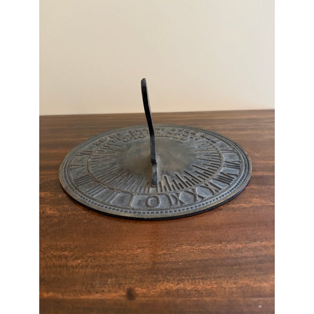 Late 20th Century Vintage English Country Iron Garden Sundial "Grow Old Along With Me" For Sale - Image 5 of 7