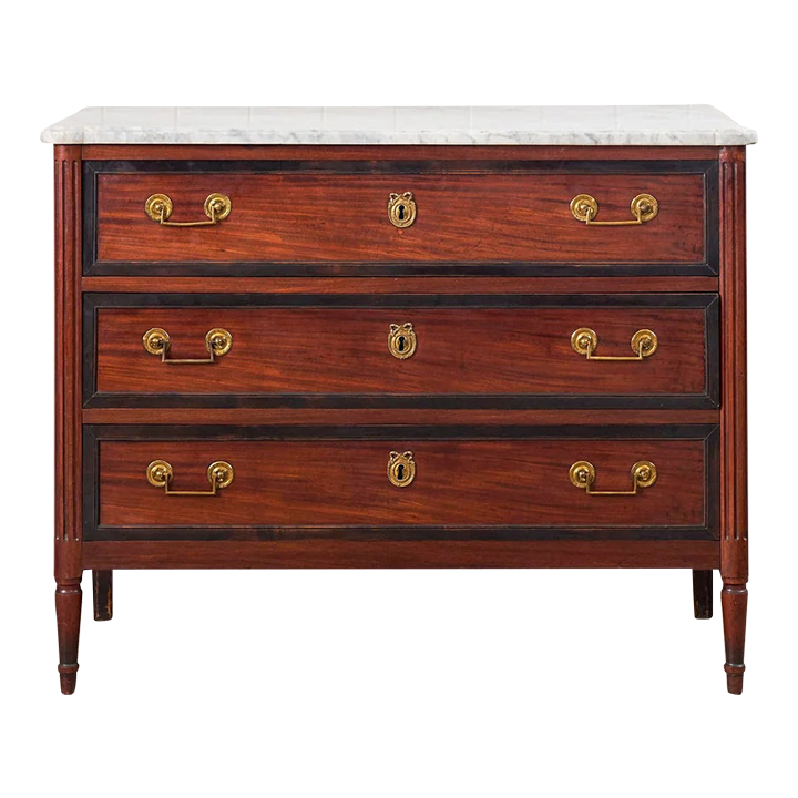 Commode blanche à 3 tiroirs style vintage
