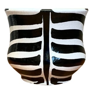 Vintage Italian Zebra Striped Cache Pot For Sale
