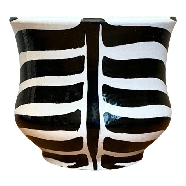 Vintage Italian Zebra Striped Cache Pot For Sale