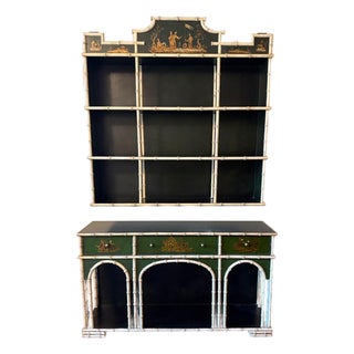 Two Piece English Chinoiserie Wall Shelf and Console For Sale