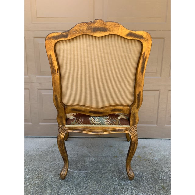 French Provincial Louis XV Giltwood Fauteuil With Chinoiserie Tapestry Upholstery For Sale - Image 11 of 12