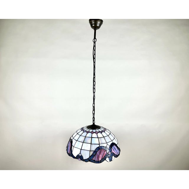 Authentic vintage Tiffany-style chandelier, meticulously crafted by the renowned German manufacturer, Honsel, in the...