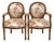 Vintage Louis XVI Style Carved Wood Fauteuil Armchairs in Floral Chinoiserie Upholstery - A Pair For Sale