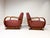 Pair of Art Deco Swedish Lounge chairs. Bentwood chairs veneered in figural Burl wood. Spring seat cushions. Circa 1930's