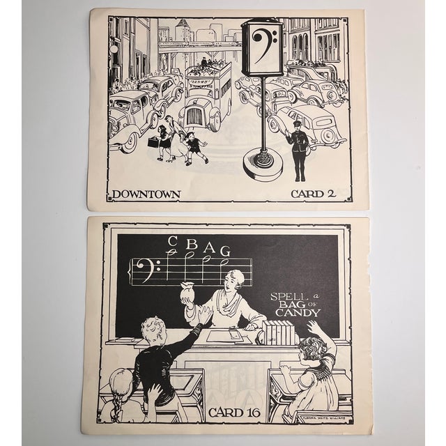 Vintage set of two wonderful illustrations ready to be matted and framed. 1935 book on music instruction for children by...