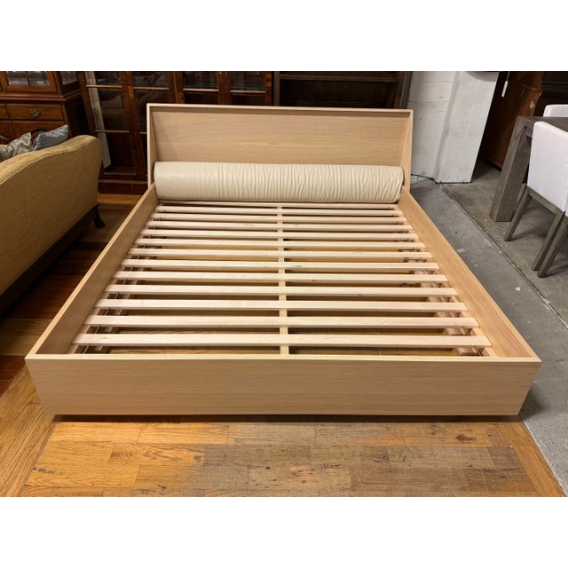 California King Bespoke Natural Oak Wood Platform Bed Frame For Sale - Image 4 of 12