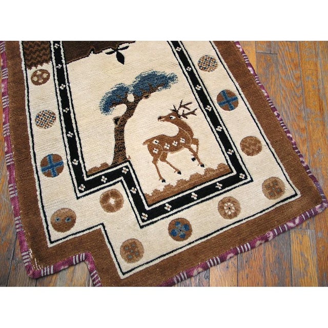 1900 - 1909 1900s Antique Chinese Wool Ivory Animal Hand Knotted Pile Horse Covers For Sale - Image 5 of 5