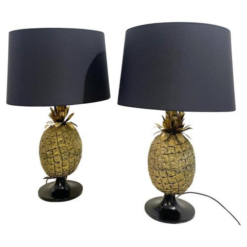 Brass Pineapple Table Lamps, Set of 2 For Sale - Image 9 of 9