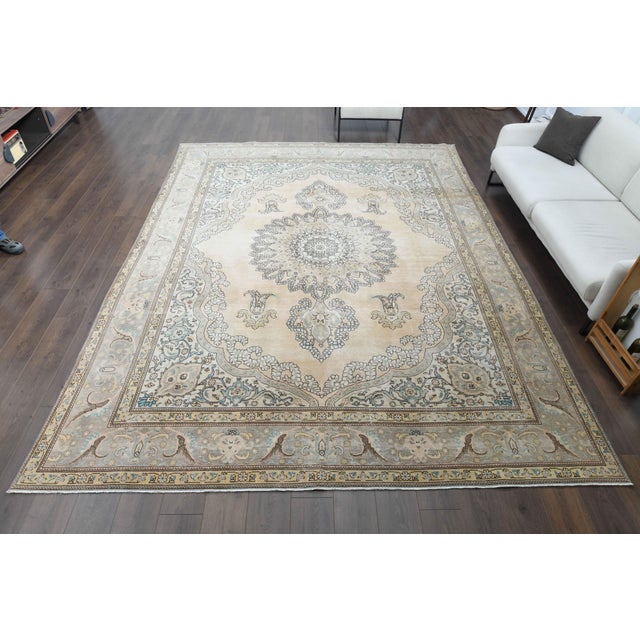 Persian 1960s Vintage Persian Handmade Wool Cotton Beige Area Rug For Sale - Image 3 of 11