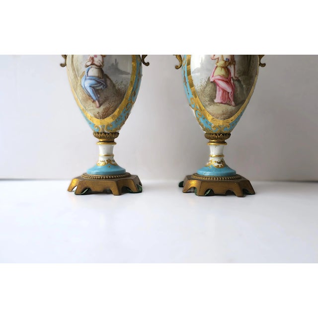 French Sèvres Porcelain Urns, Pair For Sale - Image 9 of 12