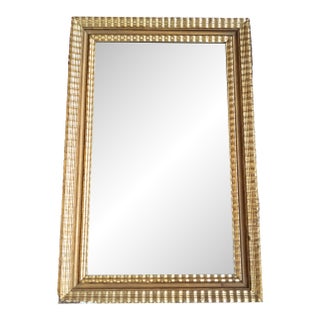 19th Century American Lemon Gold Ripple Picture Frame Mirror For Sale