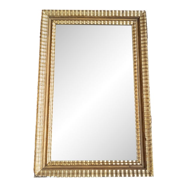19th Century American Lemon Gold Ripple Picture Frame Mirror For Sale