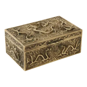 1930's Chinese Solid Brass Dragon Jewelry Box