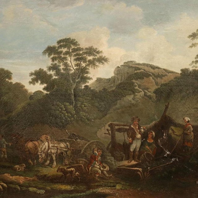 Landscape with Peasants, 1800s, Oil on Canvas For Sale - Image 3 of 11