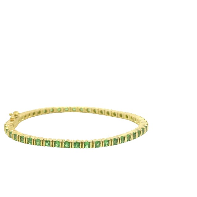 Early 21st Century Jean Vitau Tsavorite 18k Yellow Gold Tennis Bracelet For Sale - Image 5 of 7