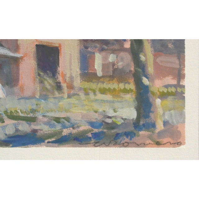 C. Romero Woodside Barn Impressionist Architectural Landscape Gouache on Paper 1990 For Sale - Image 4 of 5