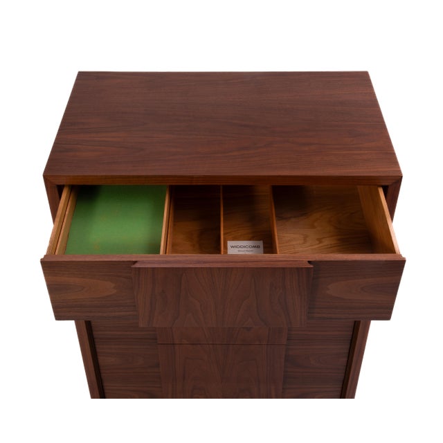 Widdicomb Mid Century Walnut Five Drawer Tall Chest Restored For Sale - Image 13 of 17