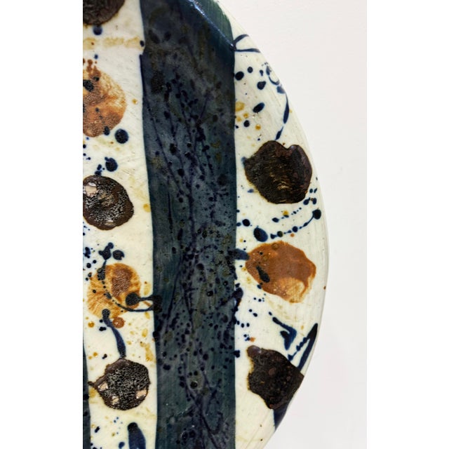 Late 20th Century Monumental Decorative Studio Pottery Charger on Iron Stand by Josef Zala, 1987 For Sale - Image 5 of 11
