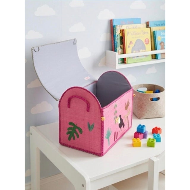 Handmade Madagascar Woven Raffia Toucan Children's Toy Box & Storage Trunk For Sale - Image 9 of 12