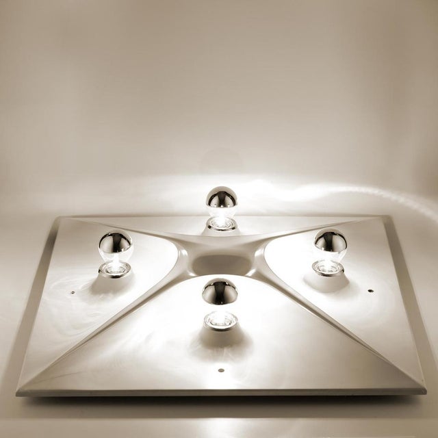 1970s Space Age Futuristic Square White Wall or Ceiling Lamp from Hillebrand, 1970s For Sale - Image 5 of 13